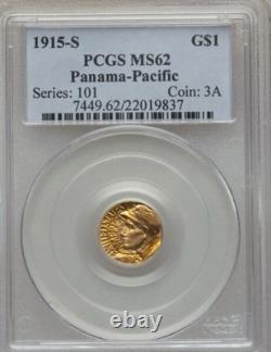 1915-S Panama-Pacific Gold Commemorative Dollar PCGS MS62 Great Luster $1