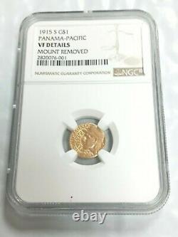 1915-S Panama Pacific Gold Dollar G$1 Coin NGC VF Details Mount Removed 001 l522