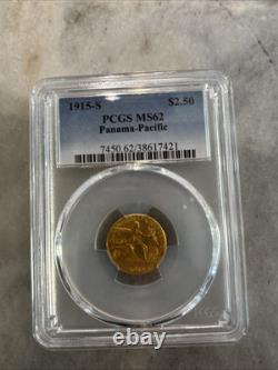 1915-S Panama-Pacific exposition $2.50 Dollar gold coin PCGS MS62