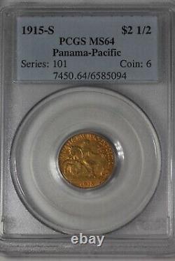 1915-s 2.50 Pcgs Ms64 Panama -pacific Gold $2.50 Commemorative Coin