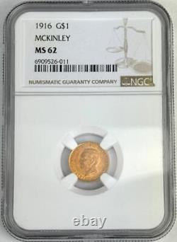 1916 G$1 McKinley Commemorative Gold Dollar Coin NGC MS-62