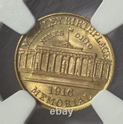 1916 Gold Mckinley $1 NGC MS66. Very scarce Gem commemorative gold