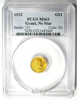 1922 Grant Gold Dollar G$1 Coin Certified PCGS MS63 (BU UNC) $1,250 Value