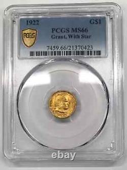 1922 With Star Grant Memorial Commemorative Gold Dollar PCGS MS-66