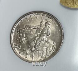 1925 Stone Mountain 50c Silver Ngc Ms-63 Gold Cac Commemorative Half Dollar Coin
