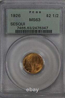 1926 2.50 Pcgs Ms63 Sesqui Gold $2.50 Commemorative Coin