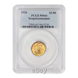 1926 $2.50 US Gold Sesquicentennial Quarter Eagle Commemorative PCGS MS64 choice