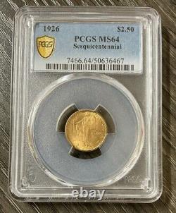 1926 Gold $2.50 America Sesquicentennial MS64 PCGS Coin