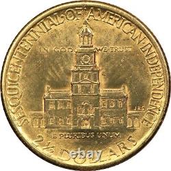 1926 Sesquicentennial $2.50 Gold Commemorative Coin, Uncirculated BU, Cleaned