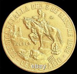 1962 Gold Mexico 50 Pesos Cinco De Mayo Commemorative Coin Mexico City Mint