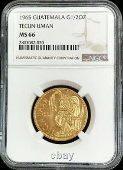 1965 Gold Guatemala Tecun Uman 1/2 Oz Commemorative Ngc Mint State 66