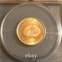 1972 Jersey Elizabeth II £20 Gold Silver Wedding Commemorative ANACS MS67 cd