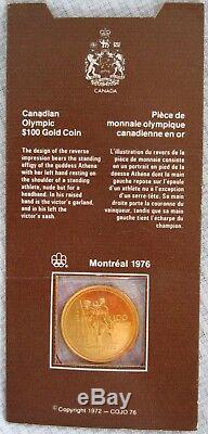 1976 $100 Montreal Olympic Gold Coin, 1/4 oz with all original packaging