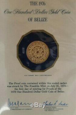1976 BELIZE $100 PROOF GOLD COIN EXTREMELY RARE! ONLY 11,000 Mintage