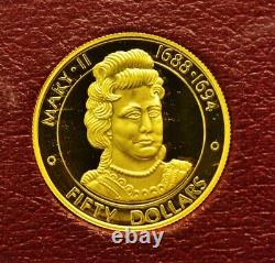 1977 Cayman Islands $50 Gold Proof Queen Mary II Commemorative