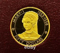 1977 Cayman Islands $50 Gold Proof Queen Mary I Commemorative