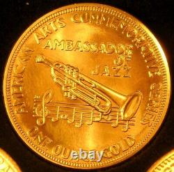 1980-1984 AMERICAN ARTS COMMEMORATIVES 5 GOLD COINS 1 OUNCE EACH withORIGINAL CASE