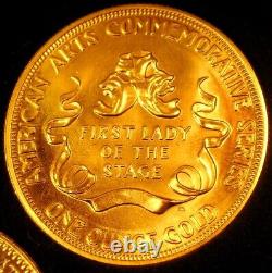 1980-1984 AMERICAN ARTS COMMEMORATIVES 5 GOLD COINS 1 OUNCE EACH withORIGINAL CASE