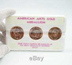 1980 1oz GRANT WOOD AMERICAN ARTS GOLD MEDALLION 3 COIN SET