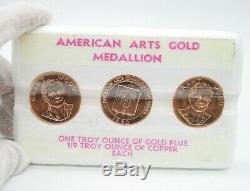 1980 1oz GRANT WOOD AMERICAN ARTS GOLD MEDALLION 3 COIN SET