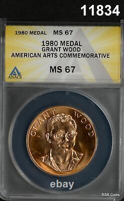 1980 American Arts Commemorative Gold 1oz Grant Wood Anacs Certified Ms67 #11834