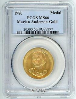 1980 MARIAN ANDERSON 1/2 Oz. COMMEMORATIVE GOLD MEDAL AMERICAN ARTS PCGS MS66