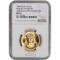 1980 US Gold 1/2 oz American Arts Commemorative Medal Marian Anderson NGC MS67