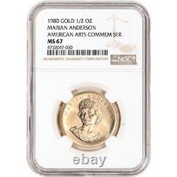 1980 US Gold 1/2 oz American Commemorative Arts Medal Marian Anderson NGC MS67
