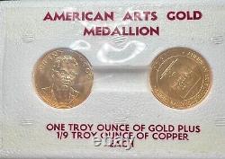 1980 US Gold 1 oz American Commemorative Arts Medal Grant Wood 2 Piece Set