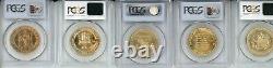 1980 to 1984 AMERICAN ARTS GOLD MEDALS PCGS FULL SET 1 Oz. & 1/2 Oz. MS67/66