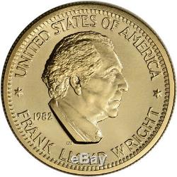 1982 US Gold (1/2 oz) American Commemorative Arts Medal Frank Lloyd Wright BU