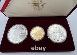 1983-1984 Olympic 3 Coin Commemorative Proof Set with $10 Gold & 2 Silver Dollars