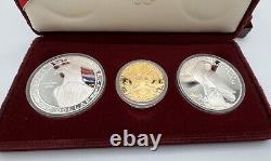 1983-1984 Olympic 3 Coin Commemorative Proof Set with $10 Gold & 2 Silver Dollars