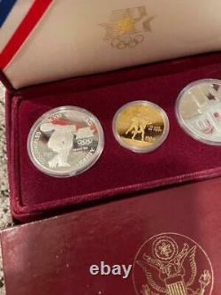 1983 1984 Olympic Gold Silver Proof Set U. S. Mint 3 Coins Set COA OGP