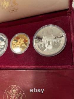 1983 1984 Olympic Gold Silver Proof Set U. S. Mint 3 Coins Set COA OGP