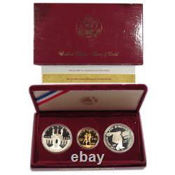 1983 -1984 Proof US Olympics 3pc Commemorative Set Box, OGP & COA