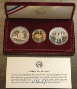 1983 / 1984 US Mint 3 Coin Olympic Gold and Silver Proof Set