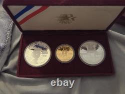 1983 1984 US Olympic $10 Gold and Silver 3 Coin Commemorative Proof Set