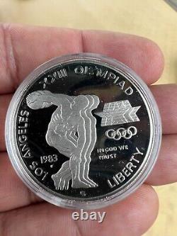1983-1984 Us Olympic Commemorative Proof Set, 3 Coins $10 Gold & 2-$1 Silver