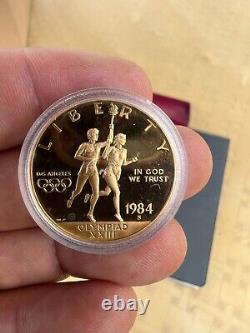 1983-1984 Us Olympic Commemorative Proof Set, 3 Coins $10 Gold & 2-$1 Silver