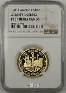 1983 Canada $100 Gold Commemorative Coin Gilbert's Landing NGC PF-69 Ultra Cameo