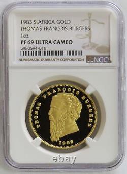 1983 GOLD SOUTH AFRICA 1oz THOMAS FRANCOIS BURGERS COMMEMORATIVE NGC PROOF 69UC