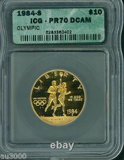1984-S $10 GOLD COMMEMORATIVE OLYMPICS 1/2 Oz. ICG PR70 PR-70 PROOF PF70