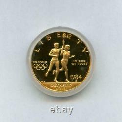 1984 S Olympic $10 PROOF Commemorative GOLD Coin with Box & Sleeve