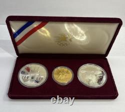 1984 U. S. Olympics Gold & Silver Proof Commemorative 3 Coin Set with Box