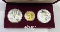 1984 U. S. Olympics Gold & Silver Proof Commemorative 3 Coin Set with Box