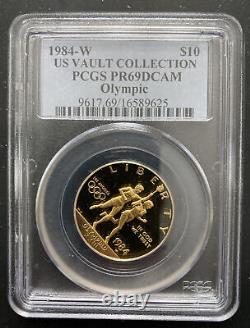 1984 W $10 Gold US Vault Collection Olympic Commemorative Coin PCGS PR69DCAM