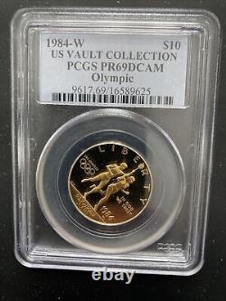 1984 W $10 Gold US Vault Collection Olympic Commemorative Coin PCGS PR69DCAM