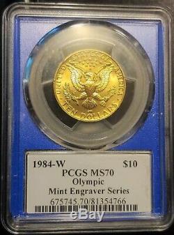 1984-W Olympic Los Angeles $10 Commemorative Gold Coin PCGS MS70 West Point Mint