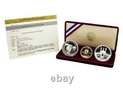 1984-W Proof Los Angeles Olympics (3) Coin $10 GOLD 1/2oz. And (2) SILVER
